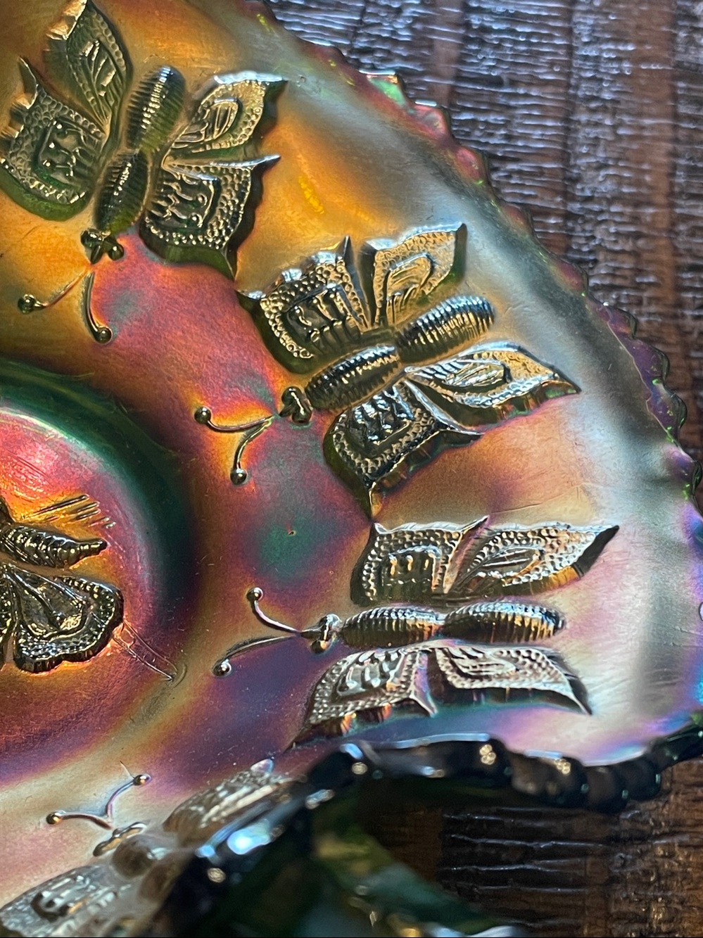 Vintage Fenton Carnival Glass two-handled bonbon dish - Picture 5 of 6